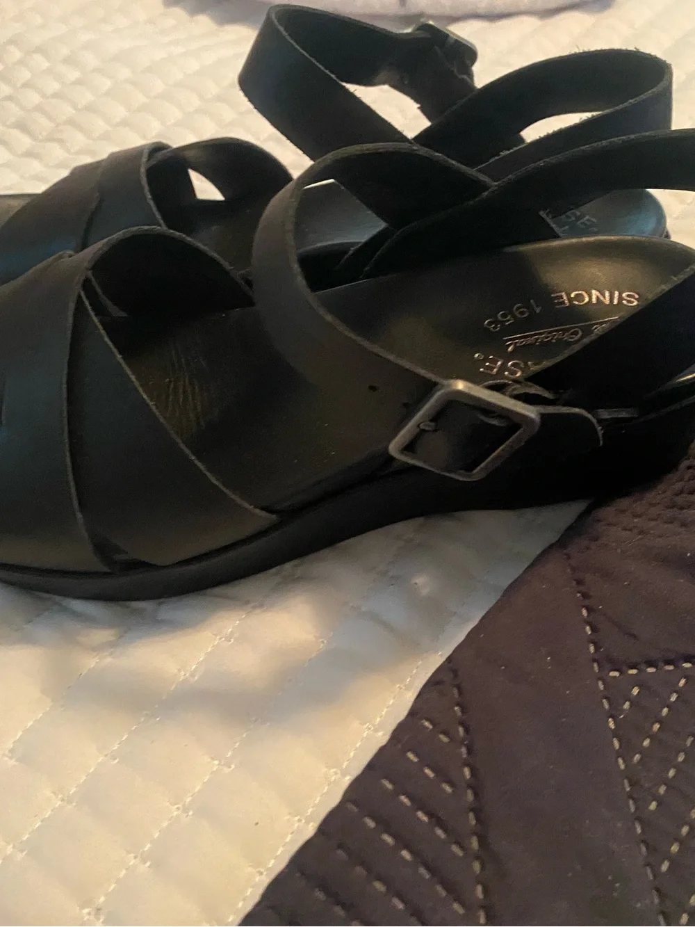 Kork-Ease Black Leather Crisscross Slingback Sandals